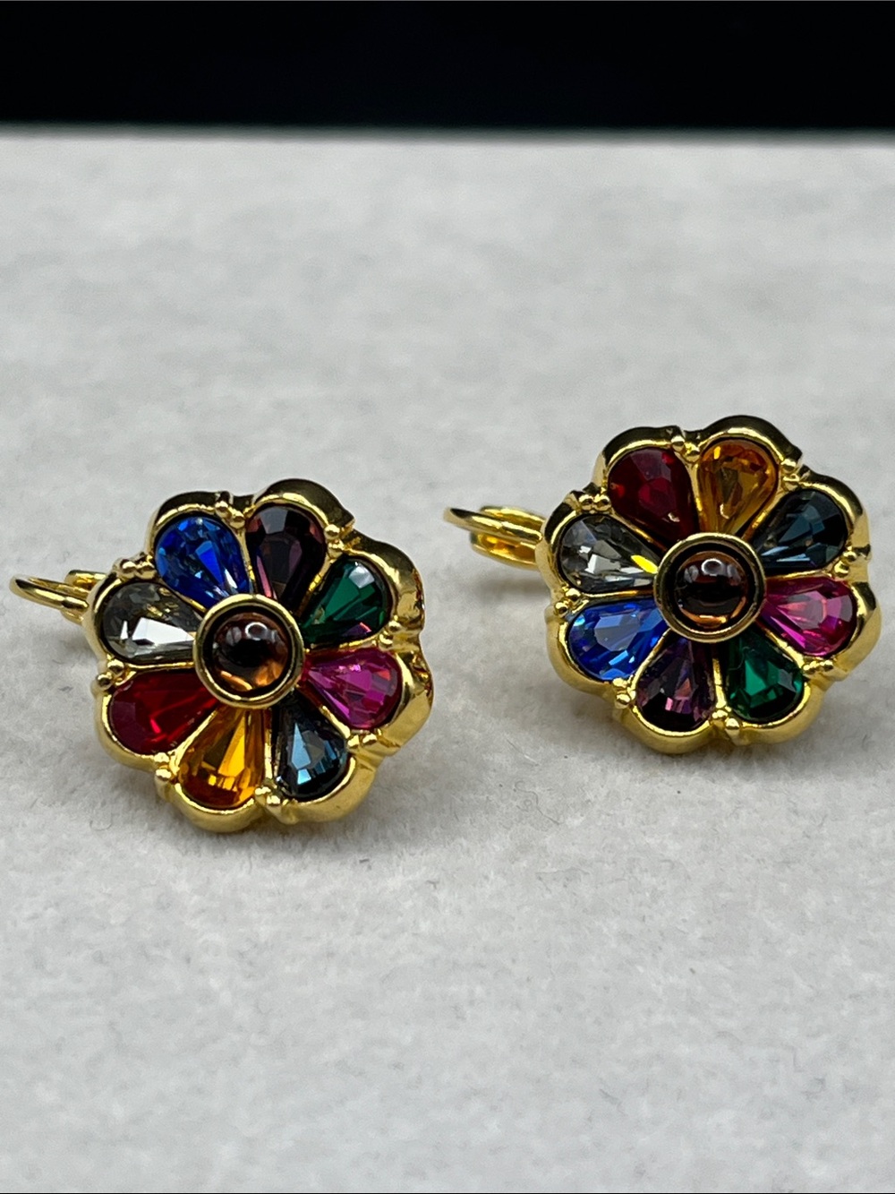 Joan Rivers Colorful gold tone flower pierced earrings - Picture 4 of 7